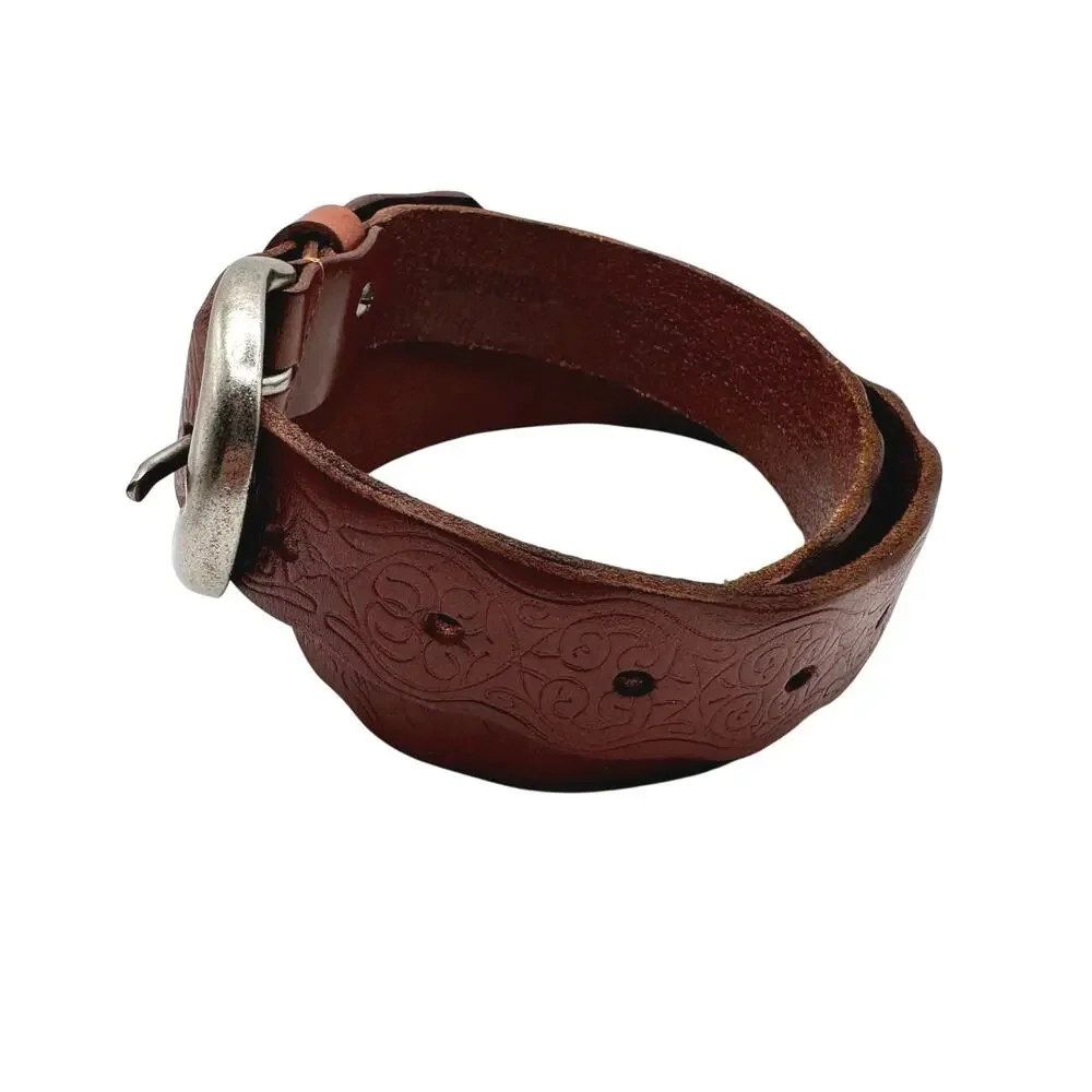 Kimchi Blue | Women | Brown Embossed 100% Leather Belt | Size Small
